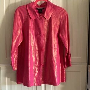 Linen blend shimmer-pink “trench” style lightweight jacket/topper.